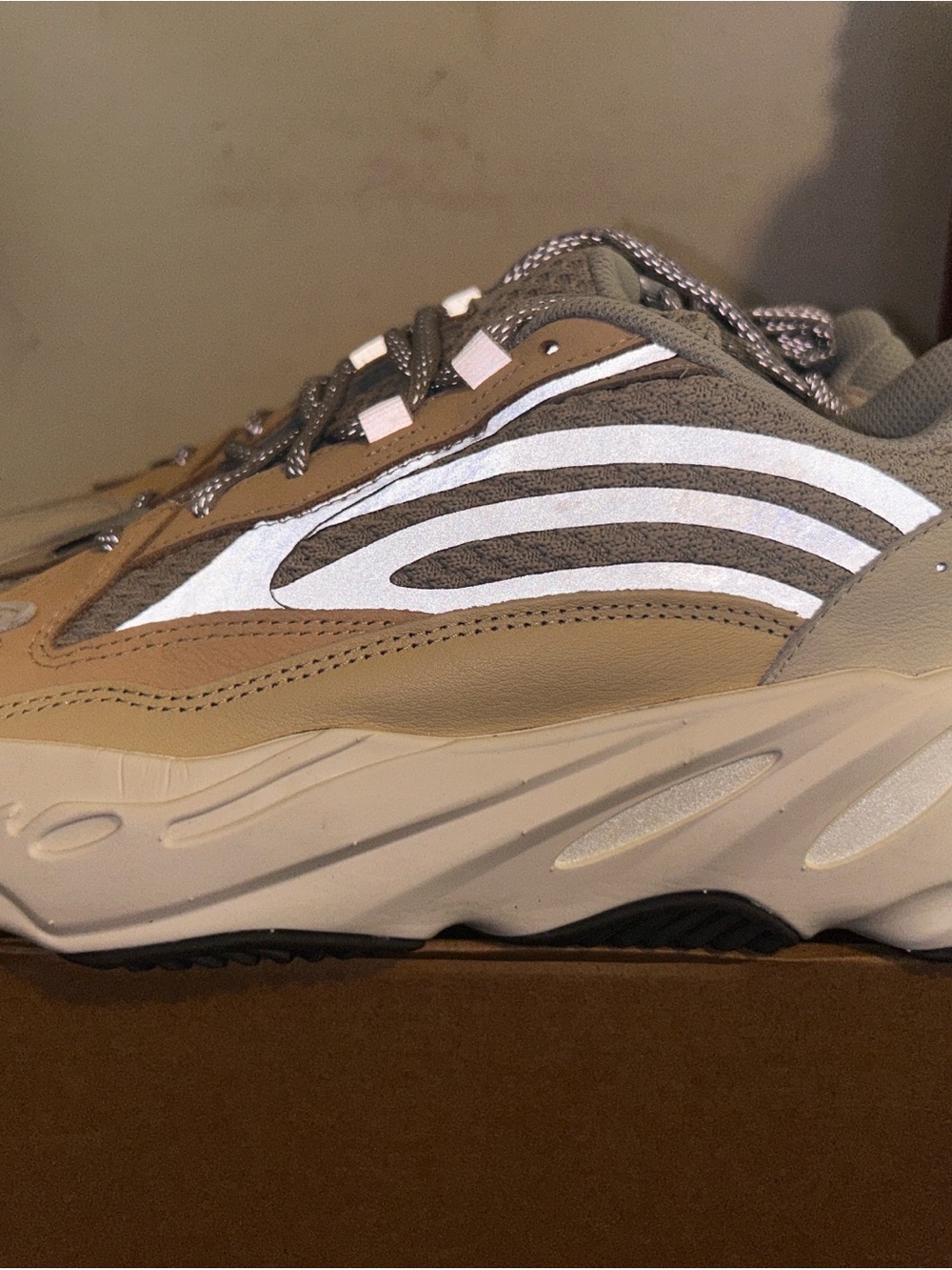 Men's Yeezy adidas 700 Tan and Gray Running foam runner